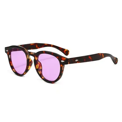 Round Frame Sunglasses with Metal Rivets, Light Luxury, Unisex Sun Protection - 4