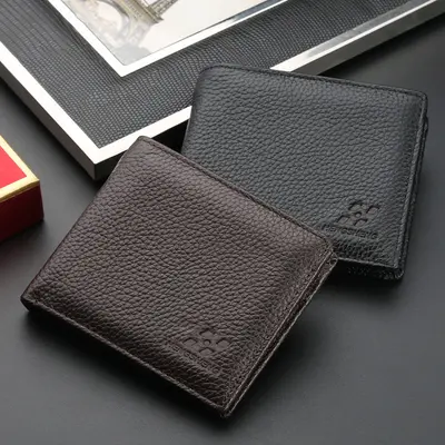 Men's Genuine Leather Short Wallet, Horizontal, Multi-Card Slots - 4