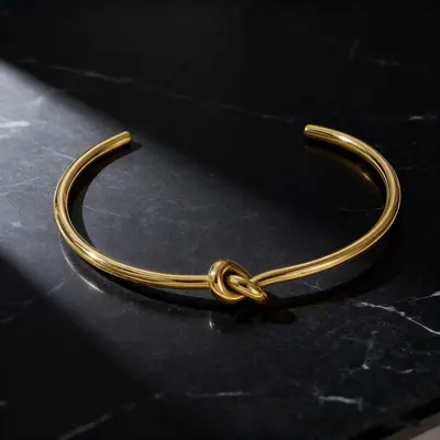 Unisex Stainless Steel Open Cuff Bracelet, 18K Gold