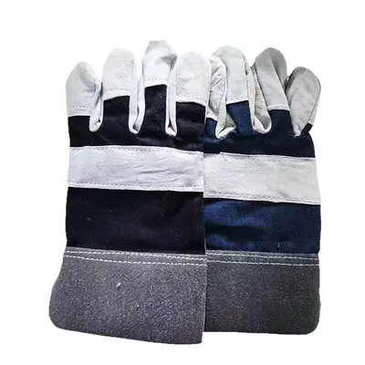 Short Cowhide Welding Gloves, Heat-Insulated, Wear-Resistant, Split Leather