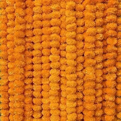 Tagetes Çiçek Çelengi, Diwali Düğün Dekorasyonu, Plastik - 9