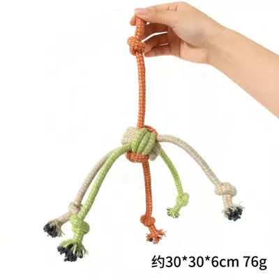 Chew-Resistant Six-Head Tug Toy with Cotton Rope Ball for Small and Medium Dogs - 6