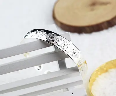 Silver bracelet, open-ended, Xizang pattern - 7