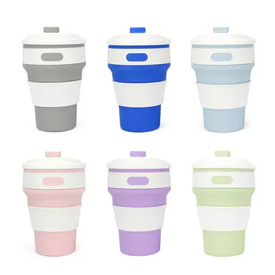 Grenzüberschreitender heißer faltbarer Wasserbehälter 350 ml Silikonbecher praktischer komprimierbarer faltbarer Kaffeebecher Großhändler Hersteller Quelle