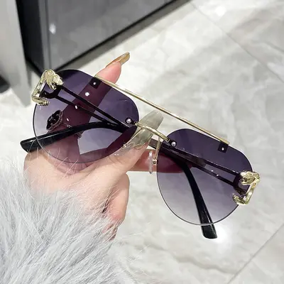 Men's Frameless Metal Sunglasses, UV Protection - 1