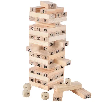 Wooden Rubberwood Stacking Blocks for Ages 4-6, Educational Number Stacking Toy - 4