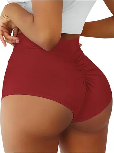 Kadın yoga taytı şort, yüksek bel, kalça kaldırıcı, V sırt tasarımı - 8