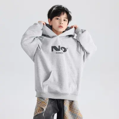 Boys' Black Hooded Sweatshirt for Autumn