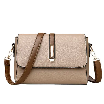 Large Capacity Soft Leather Shoulder Bag in Contrast Colours - 6