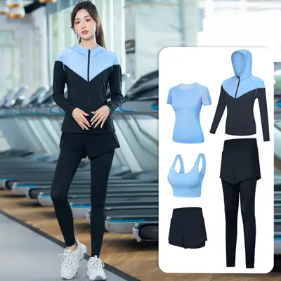 Kadın Beş Parçalı Spor Takım Elbise, Nefes Alabilen, Çabuk Kuruyan