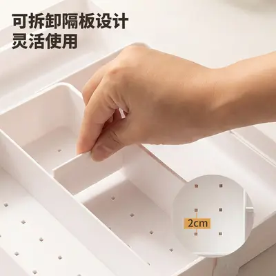 Expandable drawer storage box, plastic, transparent