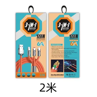 3'ü 1 arada 120W Geek hızlı şarj kablosu 6A, çinko alaşım, Apple/Android uyumlu - 12