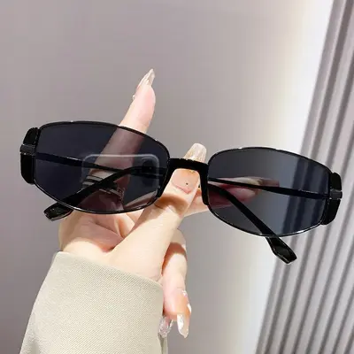 Women's Retro Small Brown Polarized Sunglasses, Metal Frame - 6