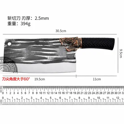 Geschmiedete Küchenmesserset, Fleisch- und Hackbeil - 7