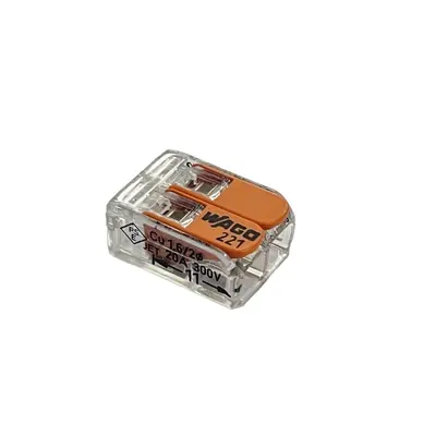 Wago 221-412 Wire Connector, Push-In Spring Terminal, Insulated
