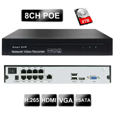 H.265 POE ağ video kaydedici 8 kanal 16 kanal seçeneği