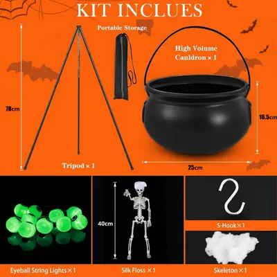 Foaming Halloween Cauldron, Remote Control, 8 Modes - 11