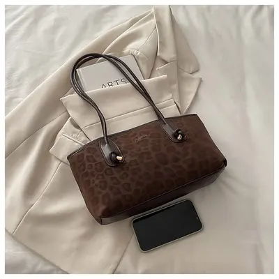 Women's Leopard Print Shoulder Bag Retro Large Capacity Tote Bag 2026 - 8