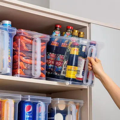 Kitchen storage box with wheels and handle