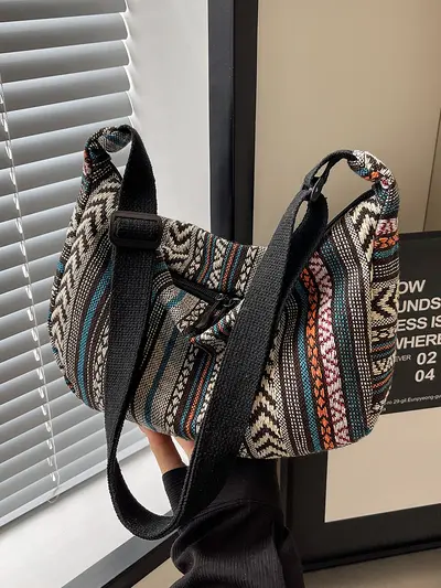 Große ethnische Taschen 2024 neues trendiges modisches Schrägumhängetasche Dumpling-Tasche INS Retro vielseitige Umhängetasche für Damen