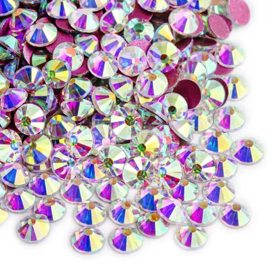 White Series Flat-Back Round Nail Art Rhinestones, Glass Imitation - 11