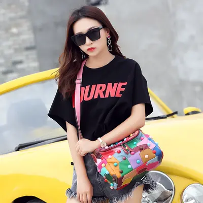 Colorful Large Capacity Small Square Women's Shoulder Bag - 2
