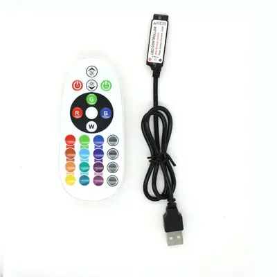 Kızılötesi 24 tuşlu usb denetleyicili renkli ışık, kızılötesi led ışık şeridi uzaktan kumandalı led dimmer ile rgb ışık - 7