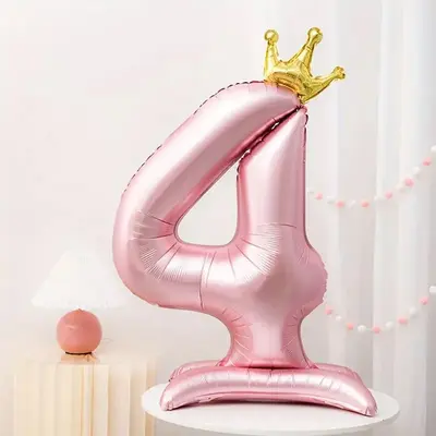 32 inch Rose Gold Crown Number Foil Balloon for Birthday Parties - 10