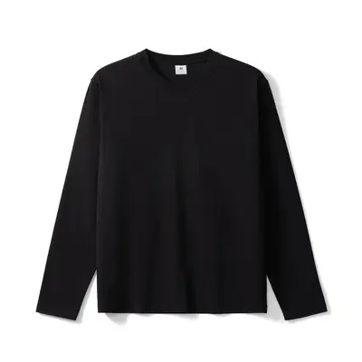 Unisex Solid Color Loose Long-Sleeve Round-Neck T-Shirt, White - 8