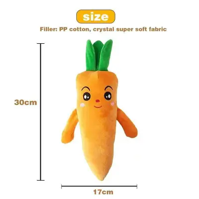 Squeaky Plush Carrot Dog Toy, Durable and Chew Resistant - 9
