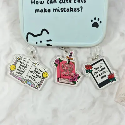 Acrylic cartoon book dust plug pendant style