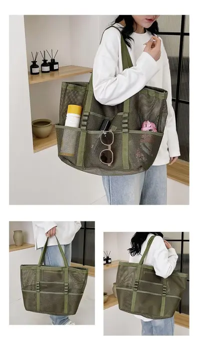 Große Netztasche als Einkaufs- und Sporttasche mit Schultergurt - 9