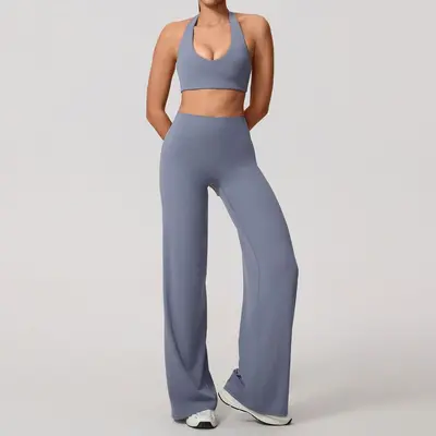 Long Sleeve Hollow-Out Yoga Set with Chest Pads, Open Back, Model 801 - 11