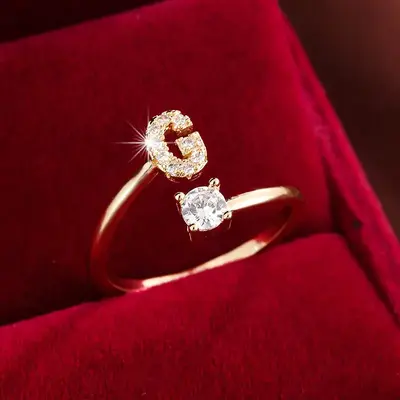 26 Letter Zircon Open Ring Women Micro-inlaid - 13