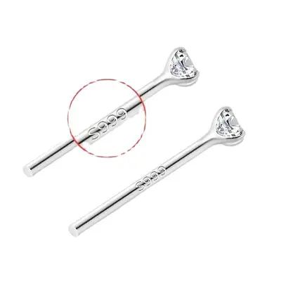 Pure Silver 999 Ear Studs with four-claw diamond setting