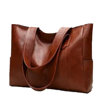 Large Capacity Women's Tote Bag, Korean Style Minimalist Single Shoulder Bag - 2