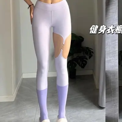 Kadın spor fitness tayt, yüksek elastik, çıplak hissi, koşu tayt, yoga cut-out