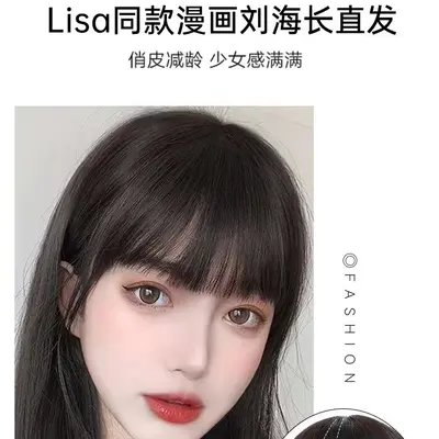 Women's Long Wig Real Human Hair Wig with Needle Scalp Freely Dyeable and Perm-able Fashionable Styling Long Straight Black Hair Wig Full Head Cover