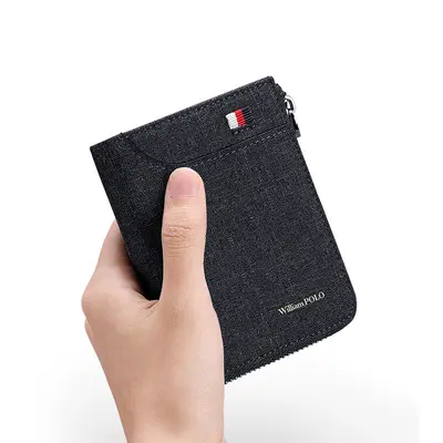Yinghuang Paolo Men's Short Canvas Wallet with Multiple Card Slots and Coin Pocket - 5