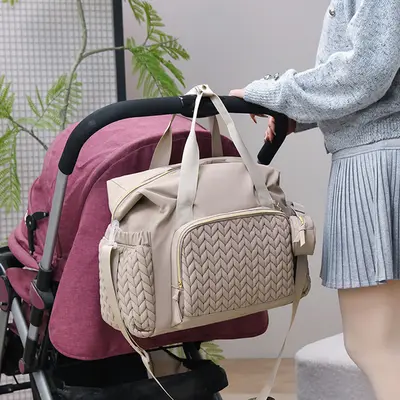 Büyük Kapasiteli Çift Omuz Sırt Çantası Bebek Arabası Asılı Çantası Multifoksiyonel Anne Bebek Çıkış Moda Anne Çantası Sınır Ötesi Anne Çantası