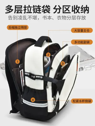 Student backpack for children and teenagers, ultralight, ergonomic spine support - 4