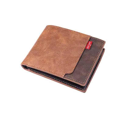 Men's Horizontal Bifold PU Leather Wallet Multi-Card Slots Color-Block Retro Style - 8