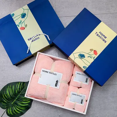 Korallenfleece-Handtuch-Set, Badetuch, 2-3-teilig, Geschenkbox - 13