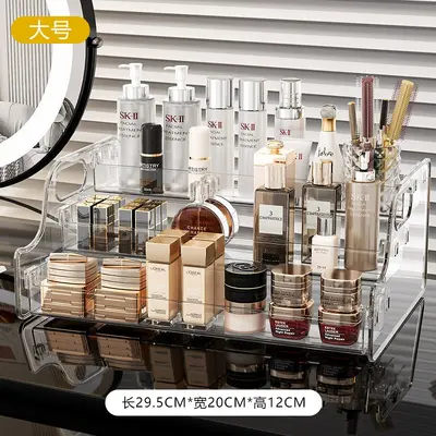Acrylic cosmetic storage box tiered transparent - 7