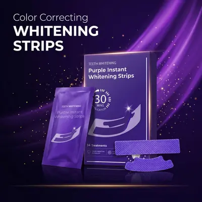 Purple Teeth Whitening Strips, Stain Removal, Adults V34