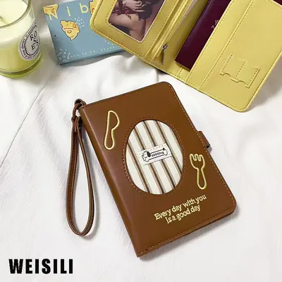 Cute Embroidered Passport Holder with Lanyard Travel Document Storage Bag Korean Style Simple Passport Cover Wholesale - 5