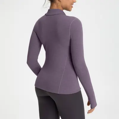 Women's Wool Yoga Top, Fleece-Lined, Half-Zip Long-Sleeve - 2