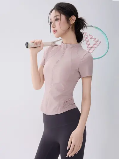 Half-Turtleneck Full-Zip Breathable Yoga Top - 6