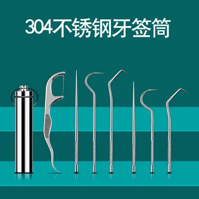 304 stainless steel toothpick set with portable case - 2