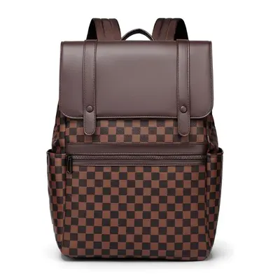 Classic Plaid Men's Business Backpack with 15 Inch Laptop Compartment - 8